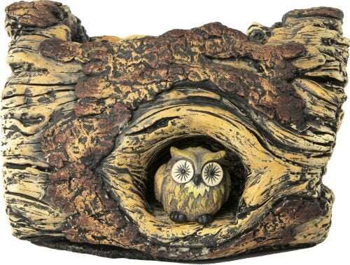 Cement Log with Owl Planter 23.5cm