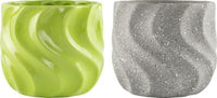 Ceramic Planter Swirl Green / Grey 14cm